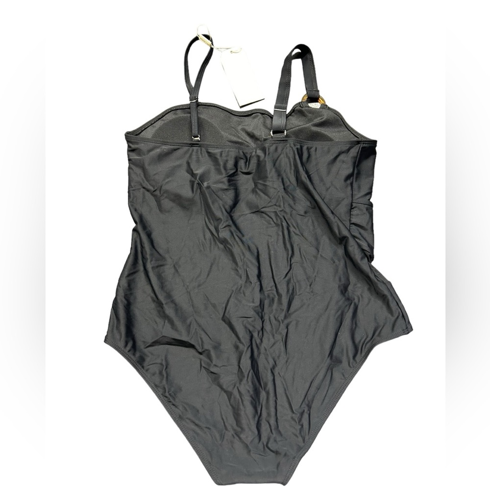 HEYTALALA womens black one piece swimsuit w mesh panel middle size XL NWT - Picture 5 of 7